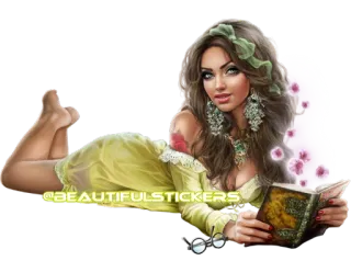 📖 @BEAUTIFUL.STICKERS mujer, leyendo, hermosa, chica, pegatina telegram sticker