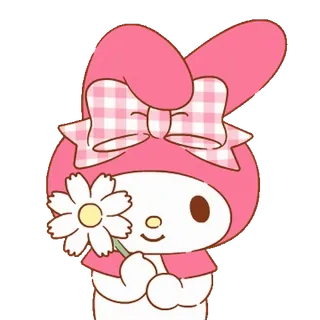 💬 My Melody My Melody, Sanrio, mignon, kawaii, fleur, lapin telegram sticker