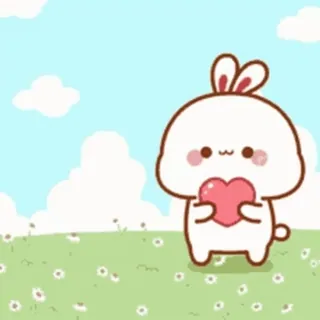 🎈 schattig, konijn, hart, cartoon, liefde, kawaii whatsapp sticker