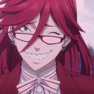 ๐ค Grell Sutcliff Black Butler @fix_fcx anime, manga, black butler, grell sutcliff, reaper, red hair, skull earrings telegram sticker