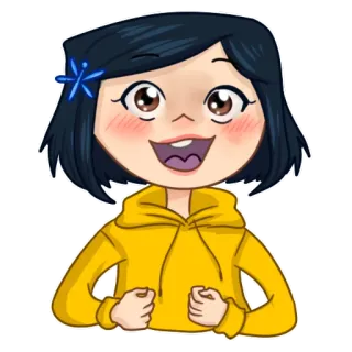 😄 Coraline การ์ตูน, แอนิเมชัน, โครอลไลน์, เด็กผู้หญิง, น่ารัก, สติกเกอร์ telegram sticker