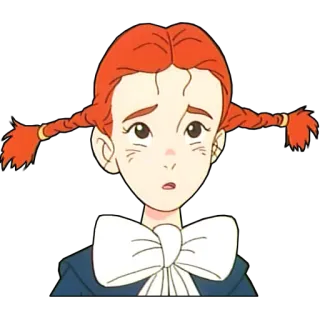 😧 Pippi Longstocking cartoon, anime, girl, braids, sad, upset telegram sticker