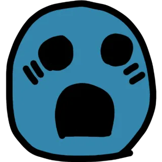😨 faccia, blu, scioccato, bocca, occhi, cartone animato, emoji telegram sticker