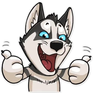 👍 dog, husky, thumbs up, approval, animal, cartoon, cute, positive whatsapp sticker