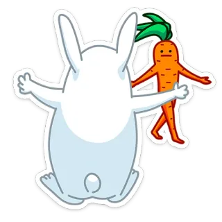🤗 кролик, морковь, мультфильм, наклейка, животное whatsapp sticker
