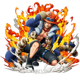 😏 Ace One Piece @SHARES DRIFT anime, fogo, pirata, personagem telegram sticker