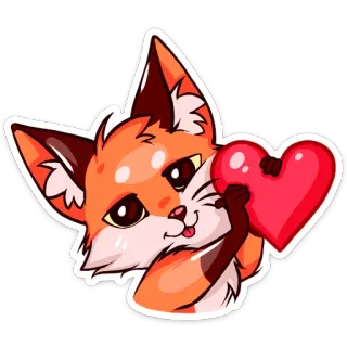 ❤ лиса, сердце, животное, любовь, милый whatsapp sticker