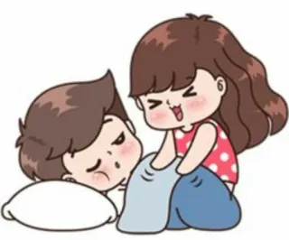 😈 情侣, 卡通, 爱, 可爱, 困, 顽皮 whatsapp sticker