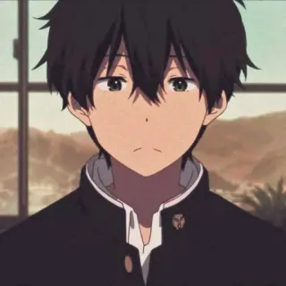 🖤 Anime, Garçon, Portrait, Dessin animé, Hyouka, Mâle telegram sticker