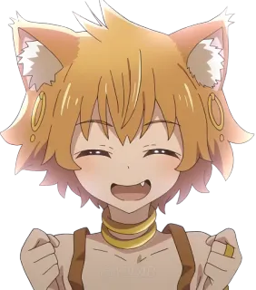 😆 อนิเมะ, สาวแมว, ยิ้ม, มีความสุข, น่ารัก, ต่างหู, คาวาอิ telegram sticker