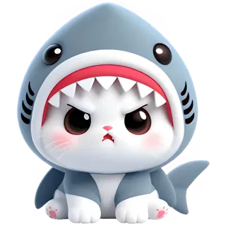 😠 chat, requin, animal, mignon, dessin animé, kawaii telegram sticker