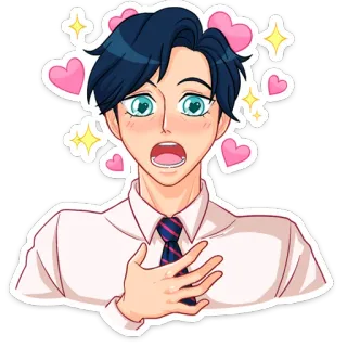 ❤ อนิเมะ, การ์ตูน, ความรัก, หัวใจ, ผู้ชาย, ตื่นเต้น, น่ารัก whatsapp sticker