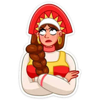 🙄 donna, kokoshnik, tradizionale, arrabbiata, russo, contrariata whatsapp sticker