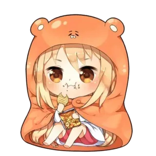 😋 Anime, Chibi, Niedlich, Mädchen, Snack, Cartoon whatsapp sticker