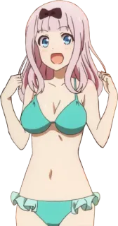 💪 Chika Fujiwara Kaguya-sama: Love Is War Anime, Chika Fujiwara, Kaguya-sama: Love is War, Bikini, Dễ thương, Áo tắm whatsapp sticker