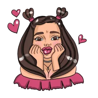 😍 cartoon, heart, girl, kiss, love telegram sticker