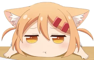 😒 anime, kucing, imut, chibi, gadis kucing, manga, kawaii whatsapp sticker