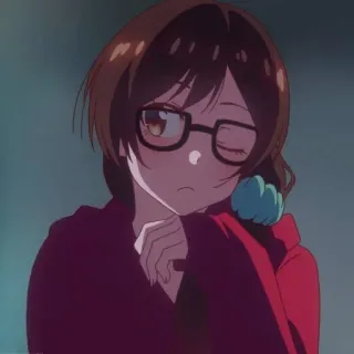 🧣 Chizuru Ichinose Rent-A-Girlfriend Anime, Ragazza, Occhiali, Occhiolino, Chizuru Ichinose, Rent-A-Girlfriend, Cartone animato telegram sticker