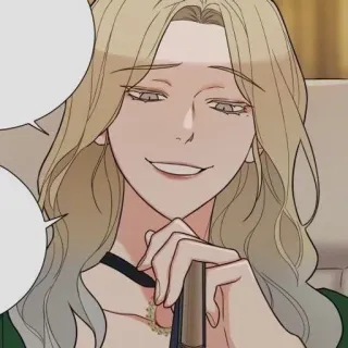 😏 kobieta, blond włosy, uśmieszek, portret, postać, kreskówka telegram sticker