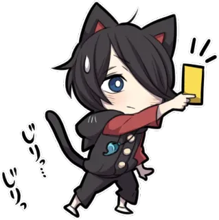 ⚠ じりじり Anime, Manga, Telinga kucing, Kartu kuning, Chibi telegram sticker