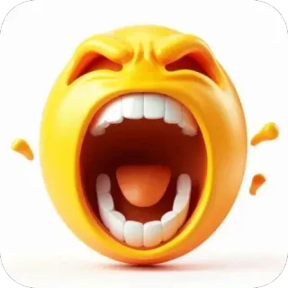😲 emoji, arrabbiato, faccia, urlare, aggressività, cartone animato telegram sticker