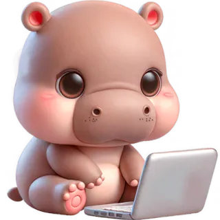 💻 hipopótamo, desenho animado, fofo, animal, laptop, computador telegram sticker