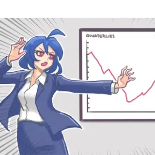 😅 QUARTERLIES business, quarterly report, chart, anime, woman telegram sticker