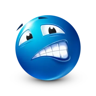 😟 Emoji, Azul, Preocupado, Estresado, Ansioso, Expresión, Dibujo animado whatsapp sticker