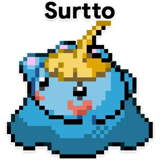 👾 Surttto ピクセルアート, かわいい, 青, キャラクター telegram sticker
