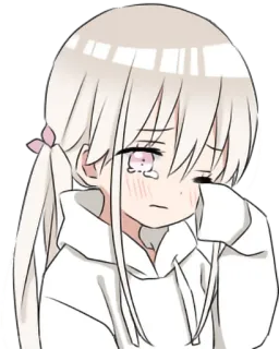 😢 anime, girl, crying, sad, tears, emotional, manga telegram sticker
