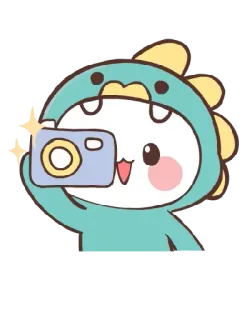 📸 cute, dinosaur, kawaii, camera, cartoon telegram sticker