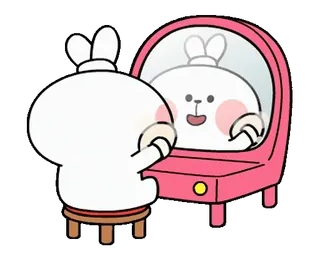 💅 милый, кролик, мультик, животное, зеркало, наряжаться, персонаж telegram sticker