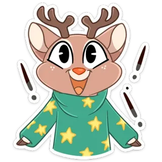 ❗️ กวาง, สัตว์, การ์ตูน, น่ารัก, กวางเรนเดียร์, คริสต์มาส telegram sticker