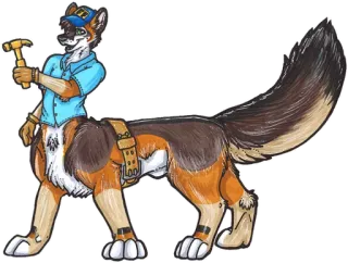 🔧 Furry, Anthro, Zentaur, Hund, Hammer, Bau, Werkzeug telegram sticker