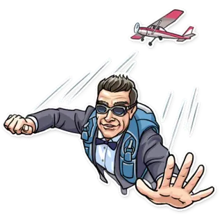 ✈️ Nhảy dù, Đàn ông, Máy bay, Bộ đồ, Kính râm, Phiêu lưu telegram sticker