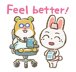 💊 Feel better! melhoras, hamster, coelho, médico, desenho animado, fofo, recuperação, saudação whatsapp sticker