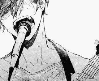 🌟 Mikrofon, Gitarre, Singen, Anime, Musik, Manga, Schwarzweiß telegram sticker
