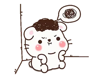 😠 lindo, ratón, confundido, pensando, animal, dibujos animados, pegatina whatsapp sticker