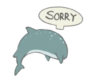 😞 SORRY golfinho, desculpa, fofo, desenho animado, animal marinho, desculpe telegram sticker