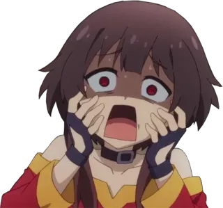 😨 Megumin Konosuba Anime, Megumin, Konosuba, Asustado/a, Impactado/a, Expresión telegram sticker
