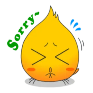 😞 Gerry Мультфильм, Персонаж, Иллюстрация, Грустный, Милый, Желтый, Огонь telegram sticker