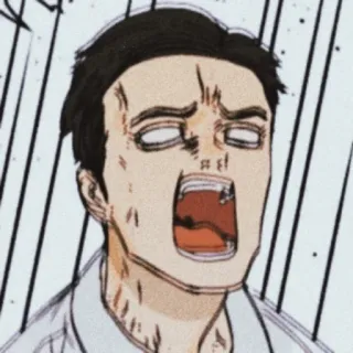 😩 schreiend, mann, anime, geschockt, wütend, panik telegram sticker