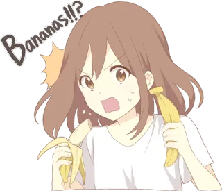 🍌 Bananas!!? anime, girl, banana, exclamation, surprised, food, cartoon telegram sticker