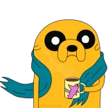 😕 Jake Adventure Time kartun, Adventure Time, Jake si anjing, anjing, syal, musim dingin, imut, minuman whatsapp sticker