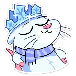 🔹 carino, ratto, inverno, corona, sciarpa, animale, cartone animato telegram sticker