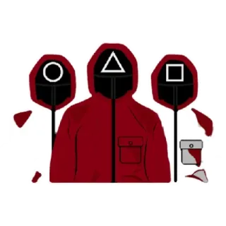 😈 Squid Game squid game, korean drama, netflix, guards, masks, red suits telegram sticker