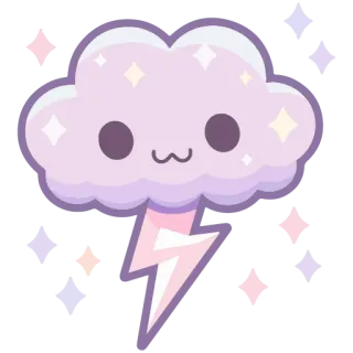 ☁️ cloud, lightning, kawaii, cute, weather, pastel, storm, sparkle telegram sticker