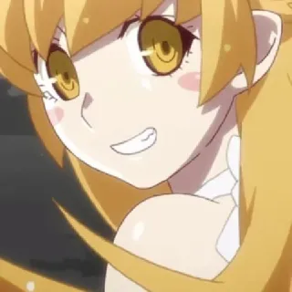🧿 Shinobu Oshino Monogatari Anime, Vampir, Mädchen, blonde Haare, süß, Fanart telegram sticker