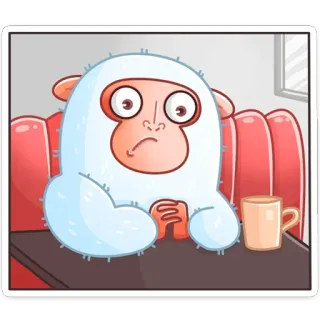 ☹️ Мультфильм, Монстр, Стикер, Сидящий, Кофе, Кафе telegram sticker