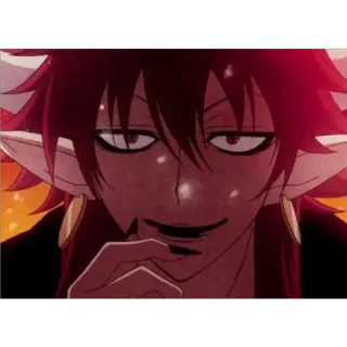 😶 Anime, Demone, Capelli rossi, Personaggio, Corna, Fantasy whatsapp sticker